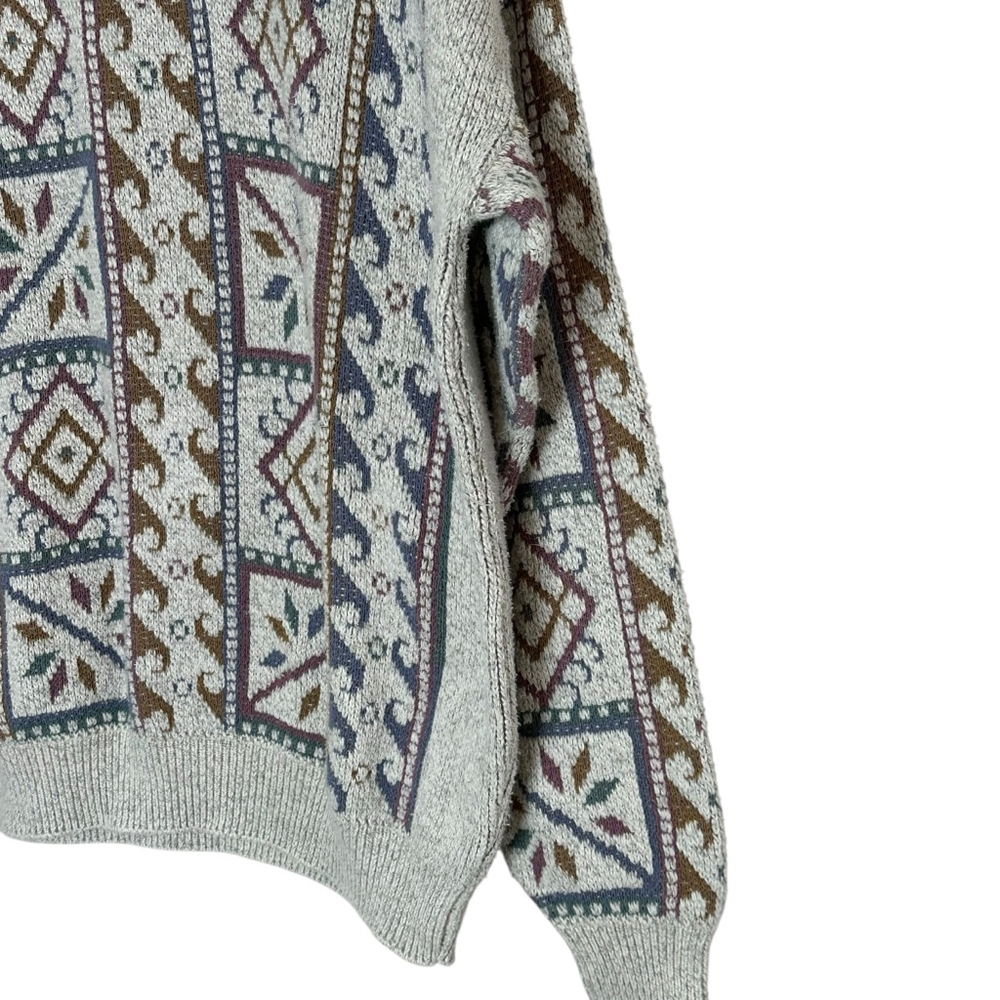 Vintage 90s abstract Aztec cotton sweater - Picture 2 of 5